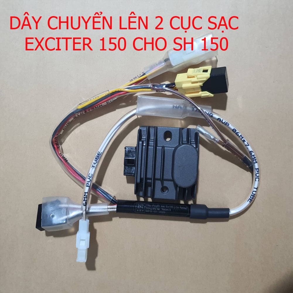 Dây chuyển lên 2 cục sạc Exciter 150 cho SH Ý