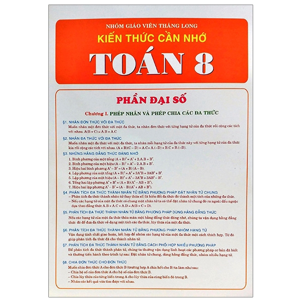 Sách - Kiến Thức Cần Nhớ Toán 8