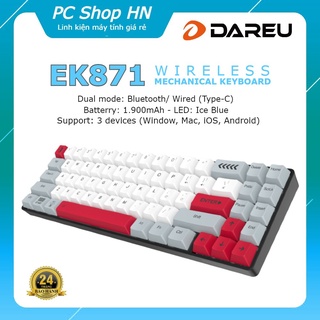 Bàn phím cơ không dây DAREU EK871 GREY-WHITE 71KEY (PBT, Blue/ Brown/ Red D-KAILH switch)