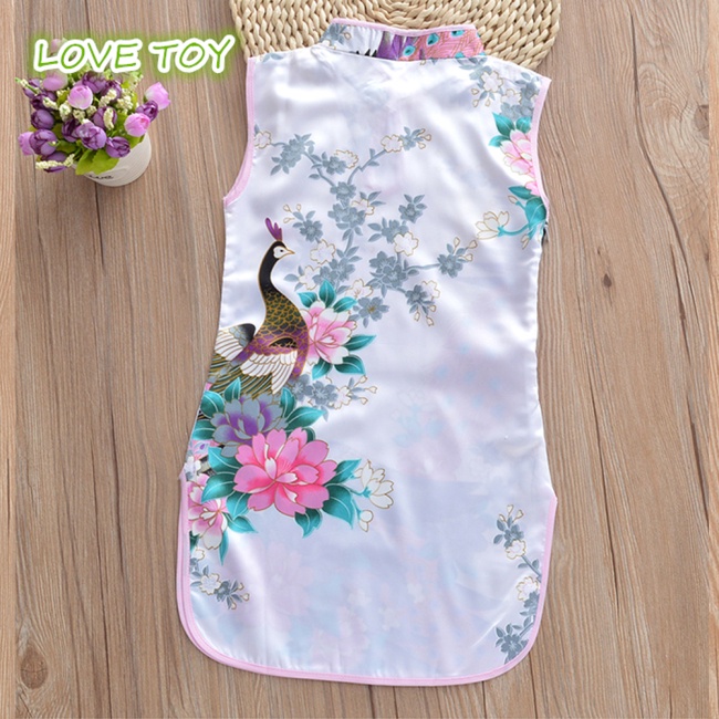 Nkodok Đầm Sườn Xám Cổ Đứng Xẻ Tà Họa Tiết Chim Công Tinh Tế Thân Thiện Với Làn Da Cho Nữ