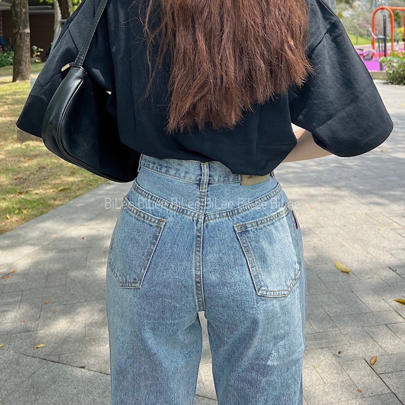 Quần baggy jean cào rách màu xanh nhạt trẻ trung, hình thật 100%