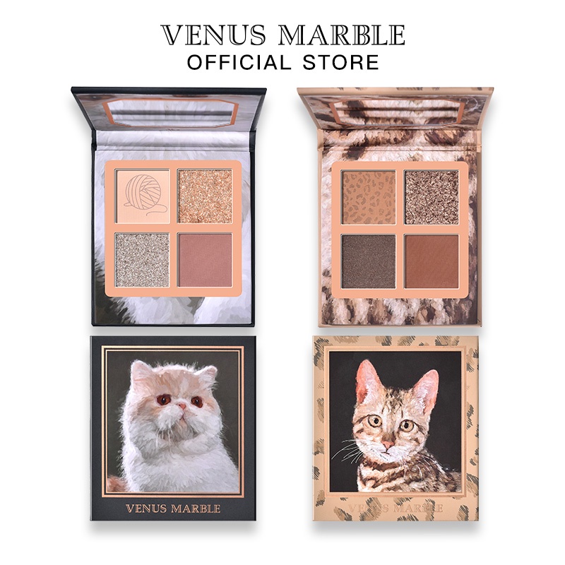 [Hàng mới về] Bảng phấn mắt VENUS MARBLE 5.6g 4 màu với màu lì và màu bóng ánh ngọc trai kháng nước phân cực