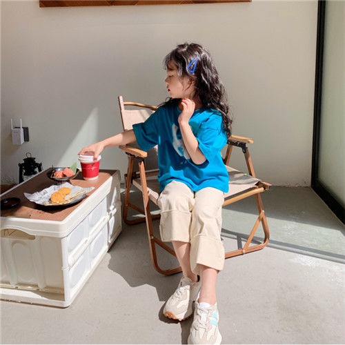 Áo Thun Cotton Tay Ngắn Cổ Tròn Thoải Mái Phong Cách Hàn Quốc Cho Bé Gái