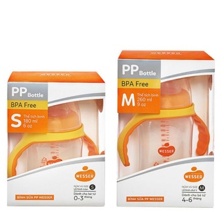Bình sữa wesser cổ rộng mẫu mới 180ml 260ml