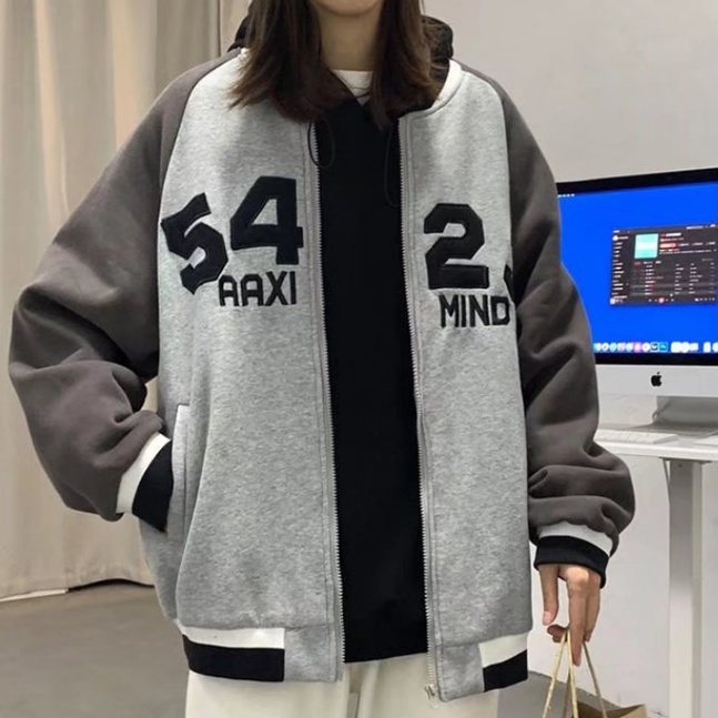 Áo Khoác Bomber unisex phong cách Hàn Quốc varsity jacket from rộng áo bóng chày nữ thời trang áo khoác jacket nam