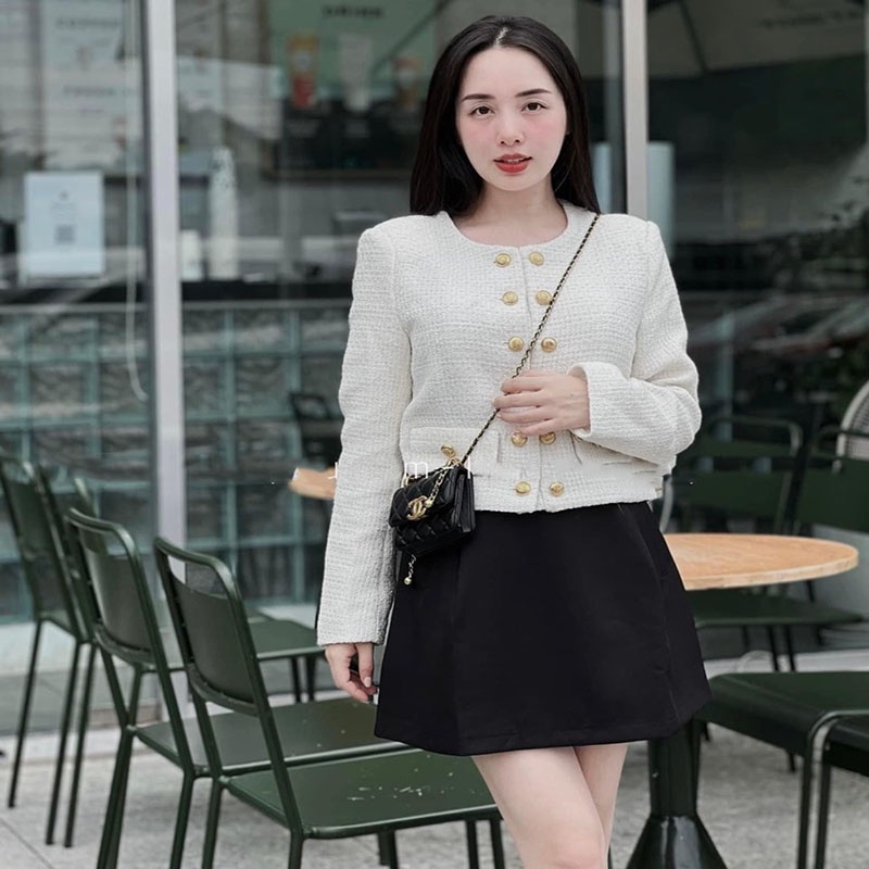 Áo Khoác Dạ Tweed Khuy Đồng Hàng Quảng Châu AK0006- TT Korean