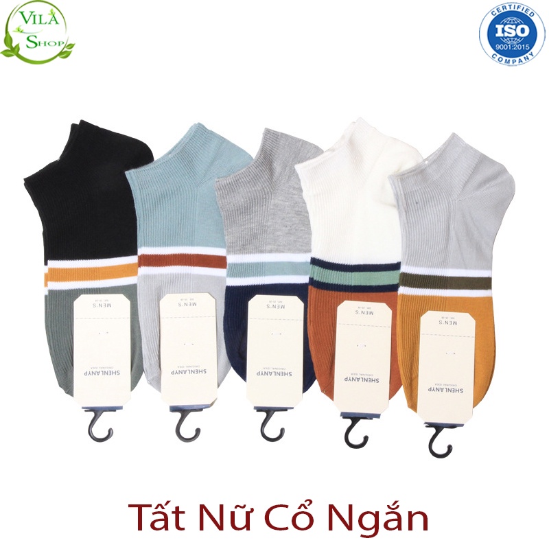 Tất Nữ Cổ Ngắn, Tất Nữ Kẻ Viền Cổ Ngắn Chất Liệu Len, Nỉ, Cotton Dày, Ấm Áp Mẫu Mới Cập Nhật