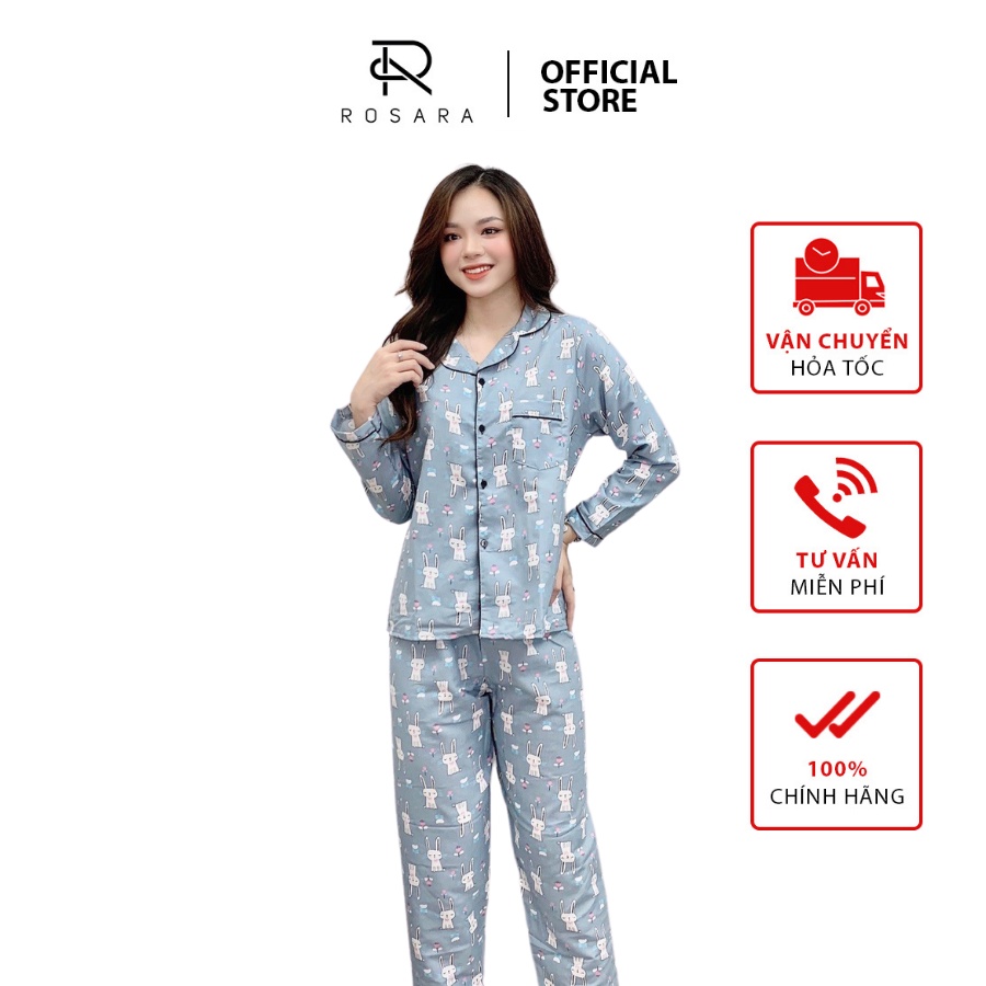 Bộ ngủ Pyjama kate dài tay họa tiết thỏ Rosara B41 | WebRaoVat - webraovat.net.vn