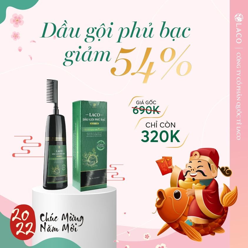 Dầu Gội Phủ Bạc Thảo Dược LACO Black Hair 200ml - Gội Là Đen Tóc Tự Tin Sau 9 Phút