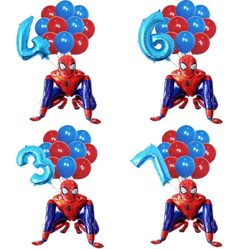 Bộ 12 Bong Bóng Hình Người Nhện 32 Inch Trang Trí Tiệc Sinh Nhật