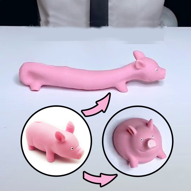 Đồ chơi nắn bóp tay đàn hồi hình chú lợn màu hồng hường chất liệu silicon - ảnh sản phẩm 9