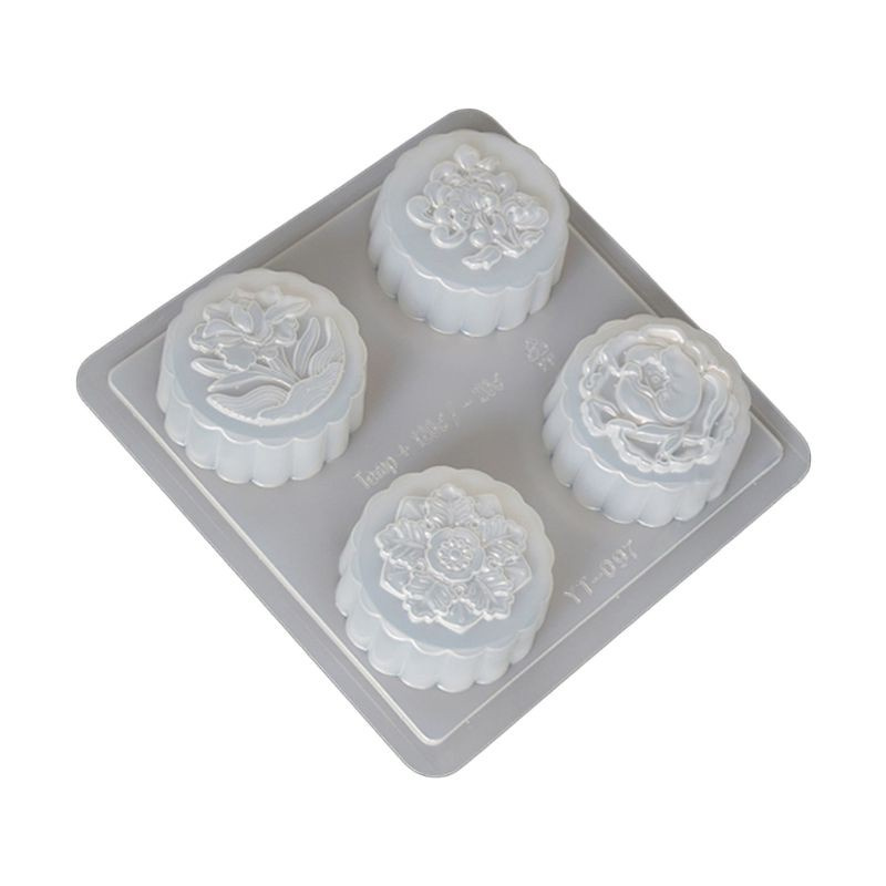 be❀  4 Cavity Plastic Fondant Cake Mooncake Mold Chocolate Muffin Cupcake Mould Mid-Autumn Festival Bakeware