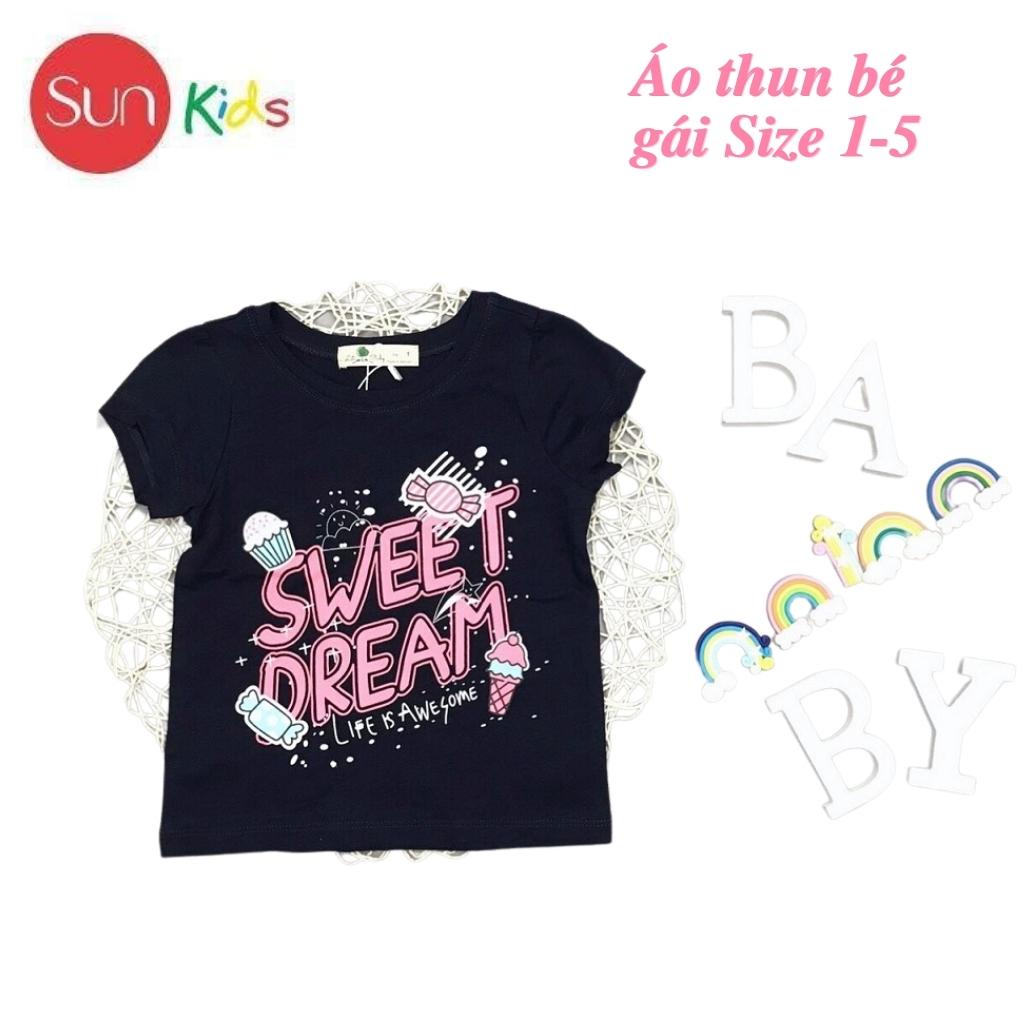 Áo thun cho bé gái, áo phông bé gái chất cotton mềm mát, size 1 - 5 tuổi - SUNKIDS