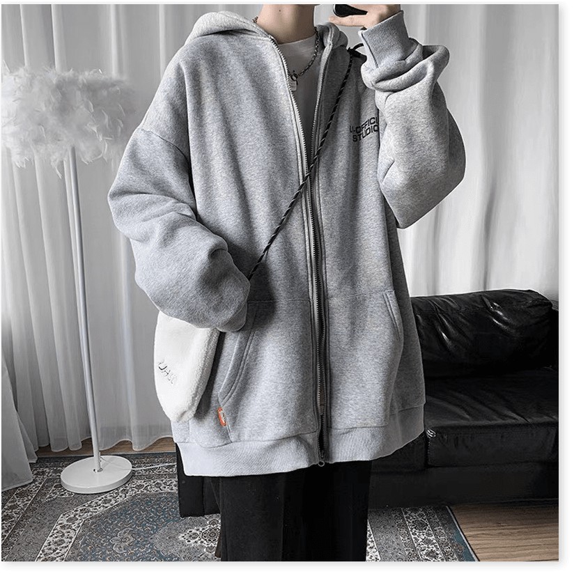 Áo khoác nam hoodie nỉ ngoại form chuẩn hoạ tiết chữ có mũ khoá kéo thoáng mát hiện đại | BigBuy360 - bigbuy360.vn