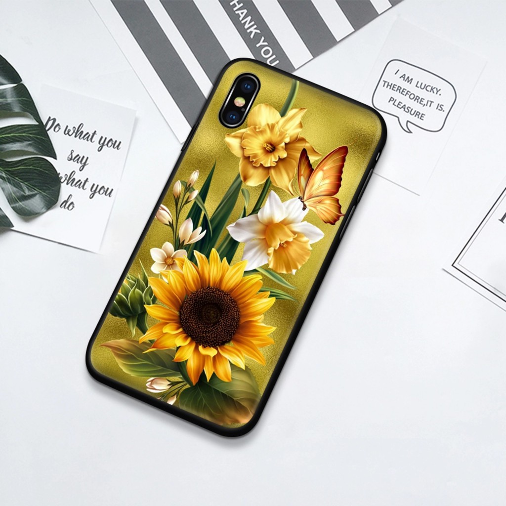 Ốp Lưng Kính Cường Lực / Case Hoa hướng dương Chống Vỡ Dành Cho 13ProMax 12ProMax 11ProMax X XSMAX Fukishop