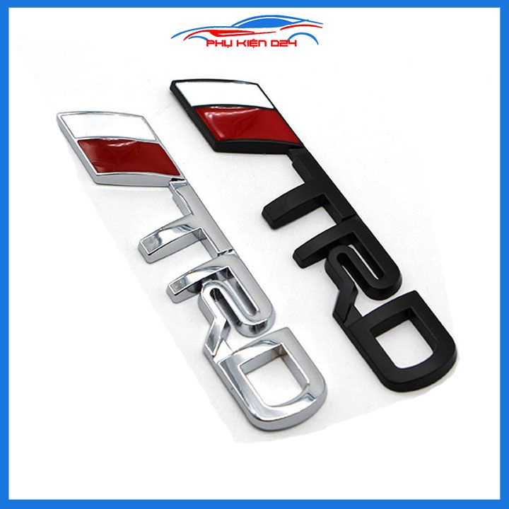Logo tem dán chữ nổi TRD dùng dán đuôi cho xe ô tô hai màu đen mạ crom