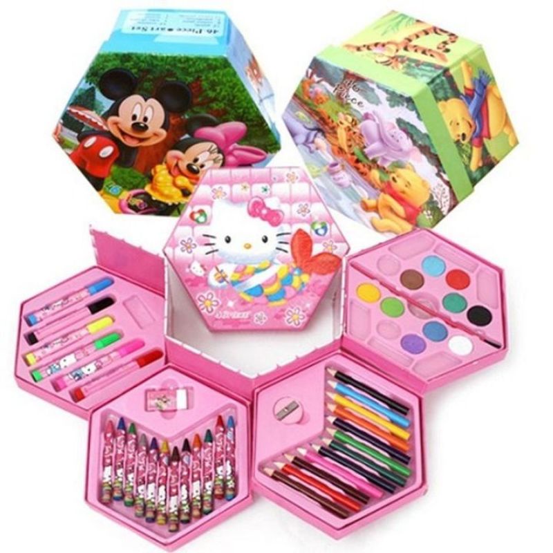 Hộp Bút Chì Màu 4 Tầng Xoay 46 Màu Đa Dạng.