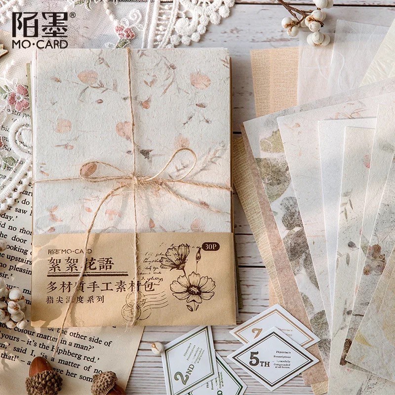 Set giấy nền nhám lớn ép hoa vintage DIY