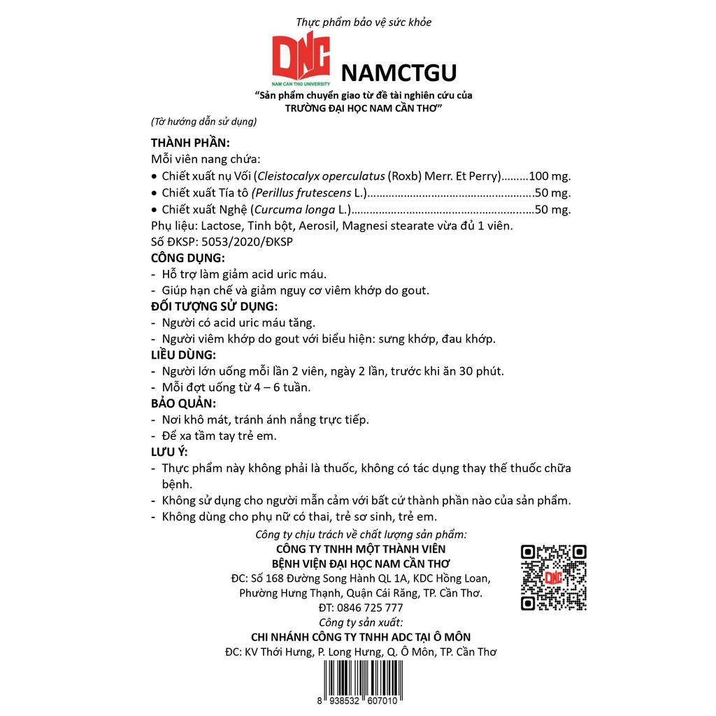 DNC NAMCTGU _ hỗ trợ trị GOUT hiệu quả