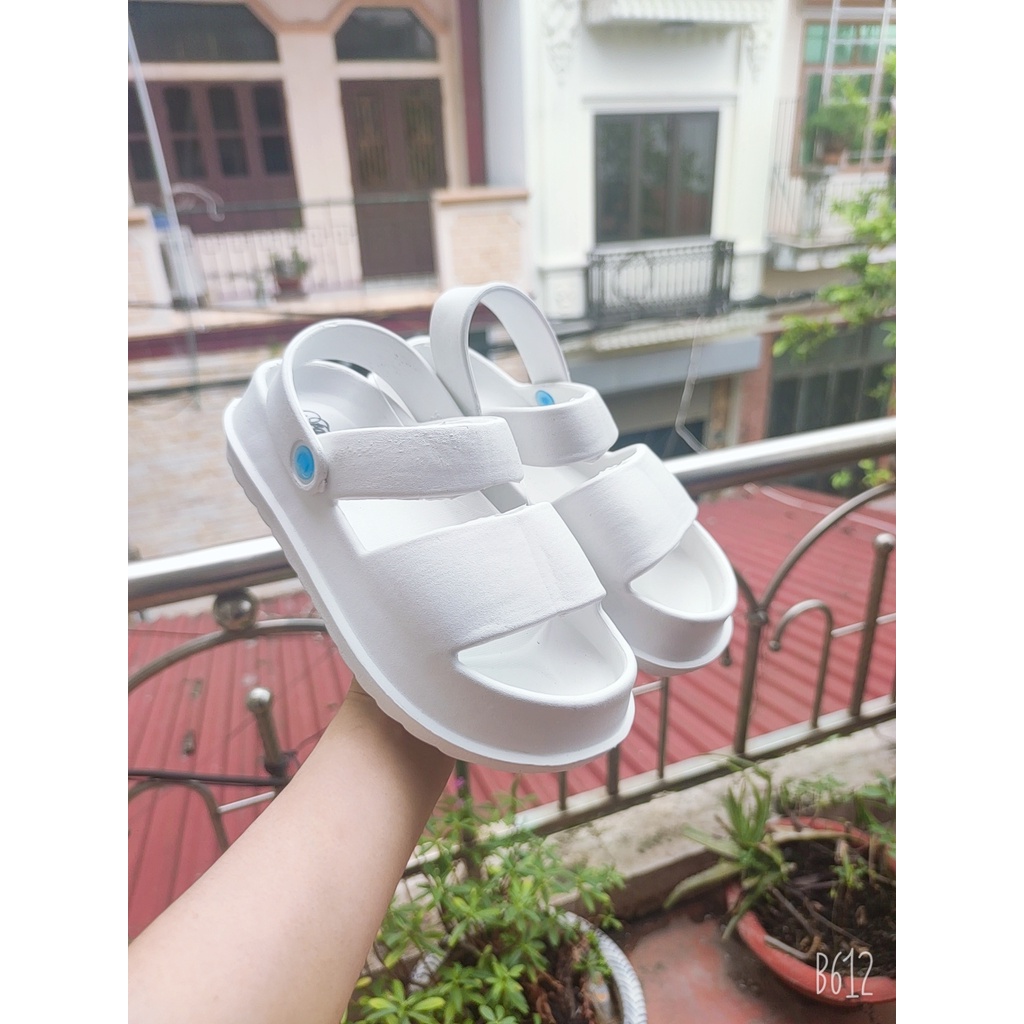 Dép nữ, Sandal bánh mỳ đế cao 3 màu đen trắng hồng