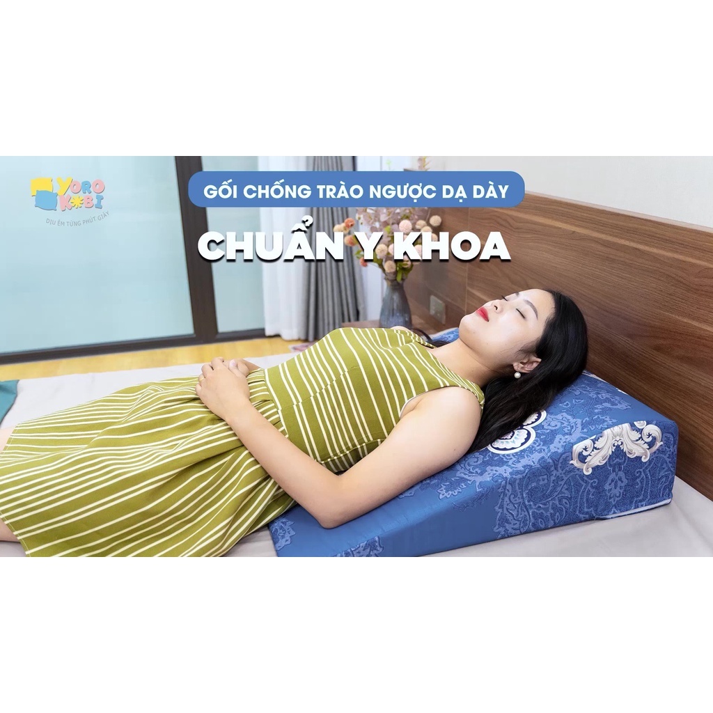Gối thư giãn vai gáy, gối chống trào ngược dạ dày Yorokobi cao 16cm phù hợp với người Việt Nam