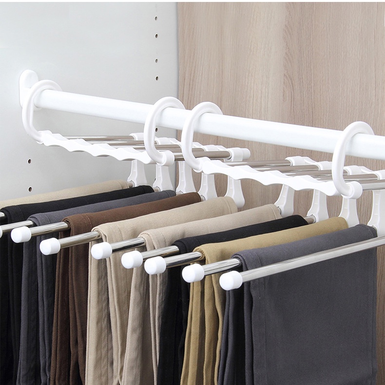 Móc treo quần áo gấp gọn, giá phơi quần áo thông minh 5 tầng tiết kiệm diện tích LivingC