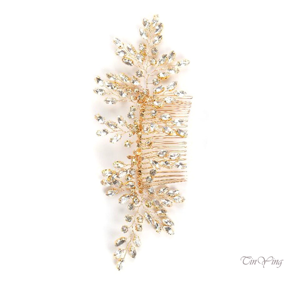 GETNOIVAS 1 Lược Cài Tóc Đính Đá Lấp Lánh Cho Cô Dâu