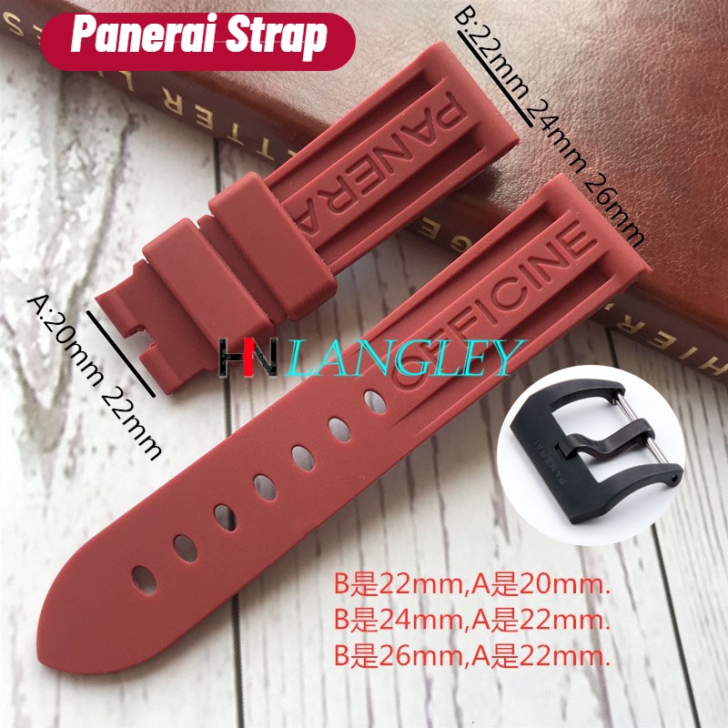 PANERAI Dây Đeo Đồng Hồ Thể Thao Bằng Silicon Mềm Chống Nước Có Khóa Chốt PAM368/389/111/351 22mm 24mm Cho Nam