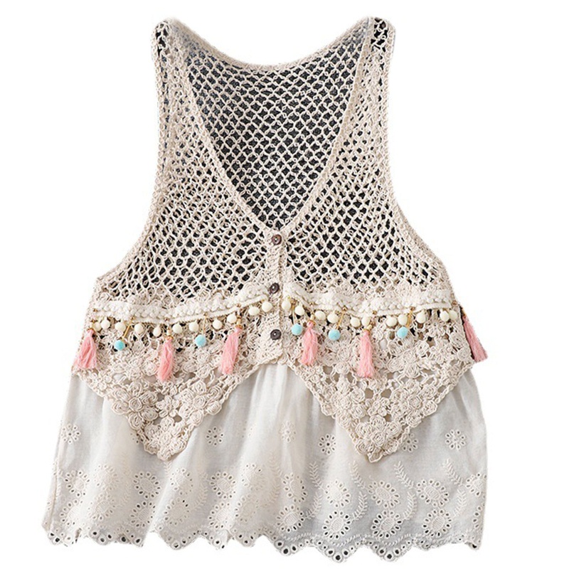 Áo Thun Không Tay Mùa Hè Có Dây Buộc Kiểu Dáng Đáng Yêu Phong Cách Boho Cho Nữ