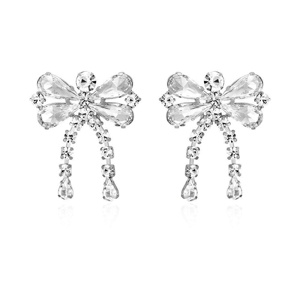 Khuyên Tai Nơ Tua Rua Đính Đá Sang Trọng Hợp Thời Trang Cho Nữ