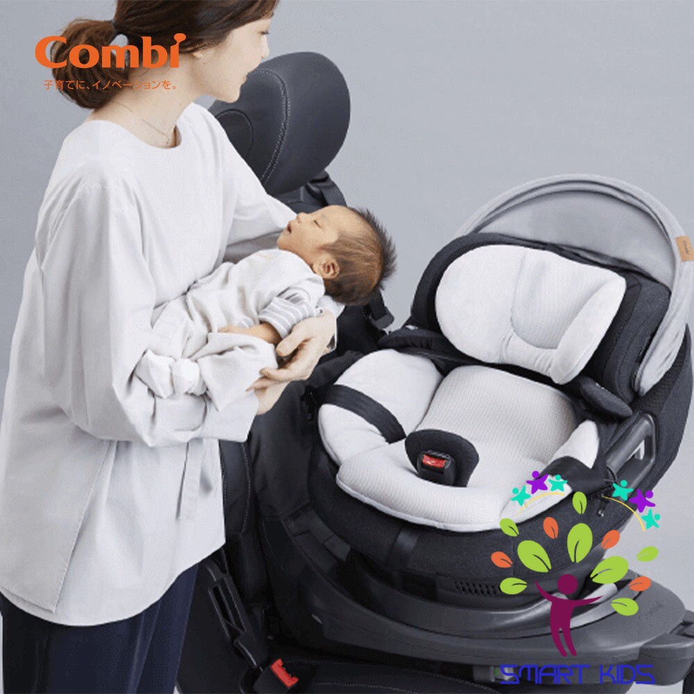 Ghế ngồi ô tô Combi THE S xoay 360° tiêu chuẩn mới bảo vệ bé toàn diện Isofix (0-4y)