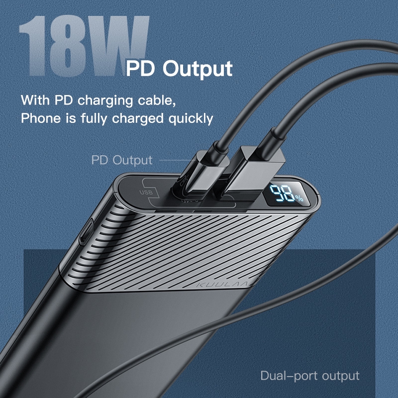 KUULAA Mobile Power Bank With Digital Display Kl-Yd11 18w Qc3.0 10000mah Pd Fast Charging Backup Battery | WebRaoVat - webraovat.net.vn