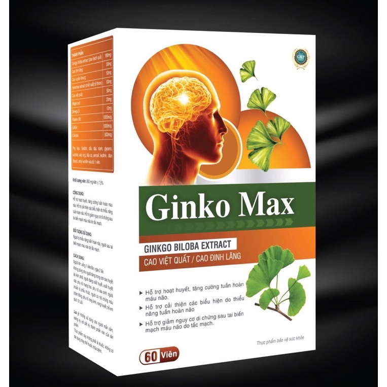 Viên uống GINKO MAX VÀNG hỗ trợ hoạt huyết, tuần hoàn máu não - vĩ 60 viên