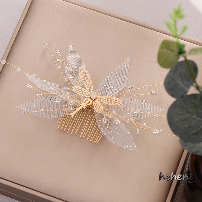 Lược Cài Tóc Họa Tiết Bướm Lấp Lánh Dành Cho Cô Dâu