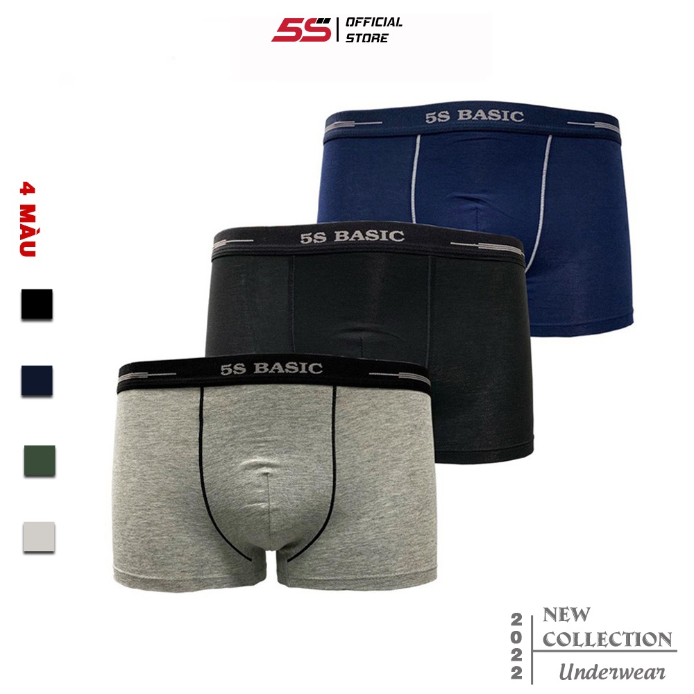 Combo 3 Quần Sịp Nam Boxer 5S, Cạp To, Chất Cotton Cao Cấp, Thấm Hút, Co Giãn, Kháng Khuẩn Tốt (5BX020-05SD).
