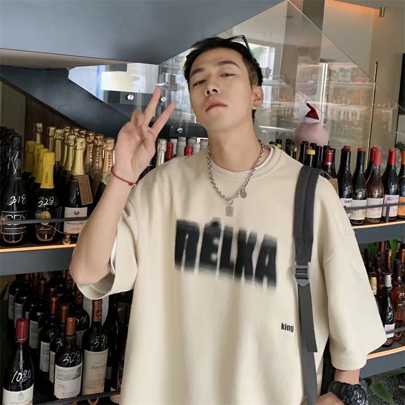 Áo Thun Tay Ngắn Dáng Rộng In Chữ Phong Cách Nhật Bản Thời Trang Mùa Hè Cho Nam Và Nữ size M-5XL