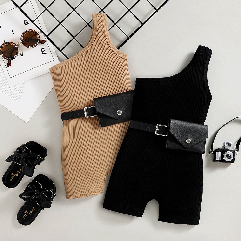 Áo liền quần lệch vai BEAR LEADER AX2299 có túi thời trang mùa hè dành cho bé gái