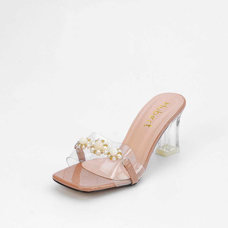 Guốc Cao Gót Đính Hoa Đá / Giày Dép Gót Mêca Vuông Cao 7cm Mẫu Mới 2022