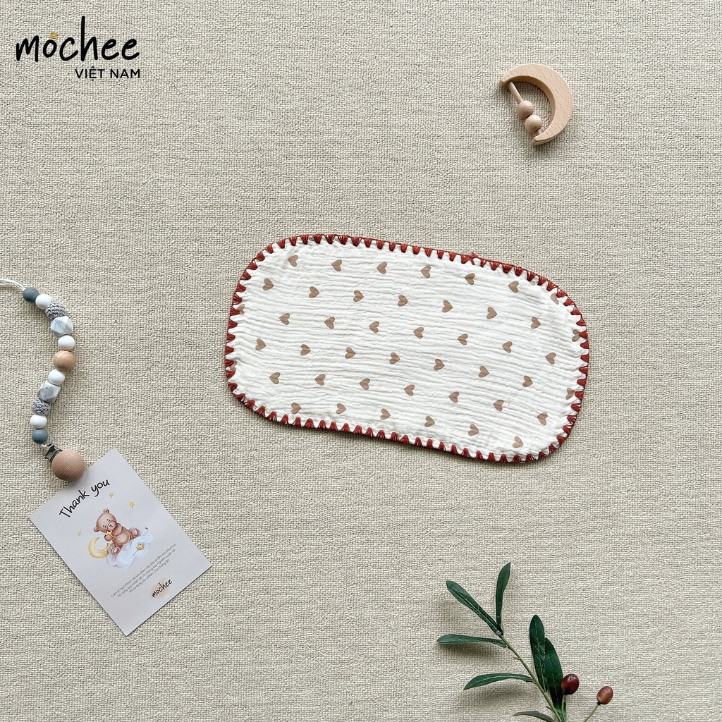 Gối xô Mochee thấm mồ hôi cho bé sơ sinh muslin hữu cơ 15x30 cm