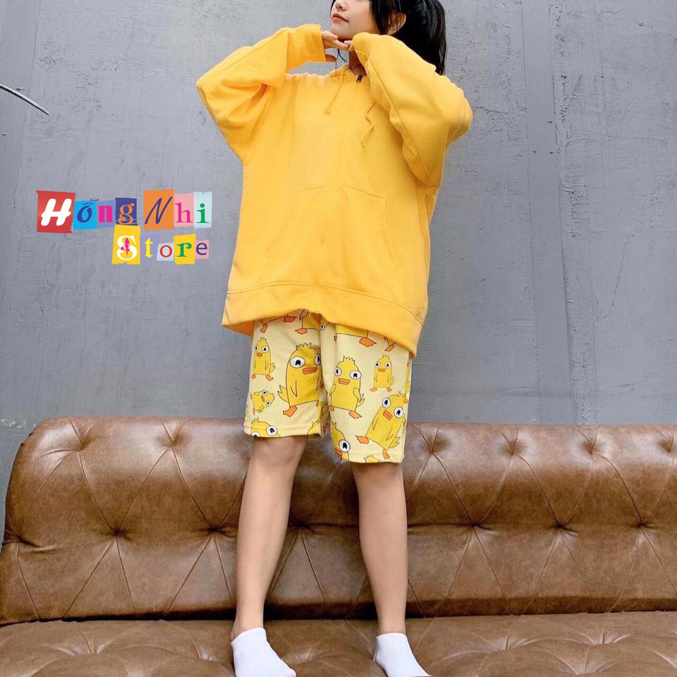 Quần Đùi Hoạt Hình Vịt Vàng Short Cartoon Oversize Ulzzang Unisex Dáng Rộng - MM