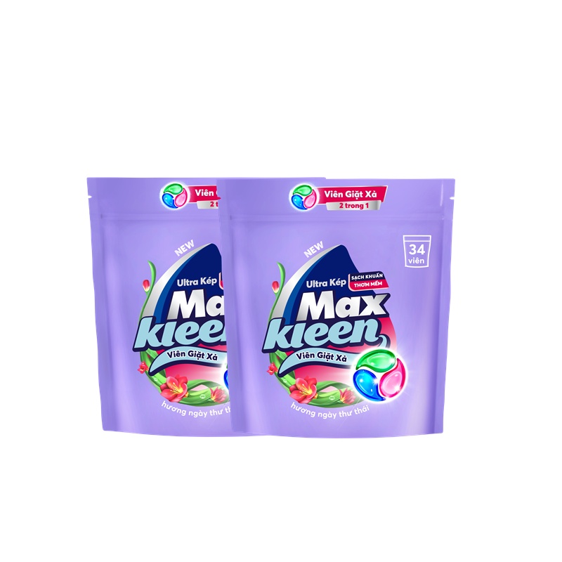 Combo 2 Túi Viên Giặt Xả MaxKleen hương ngày thư thái
