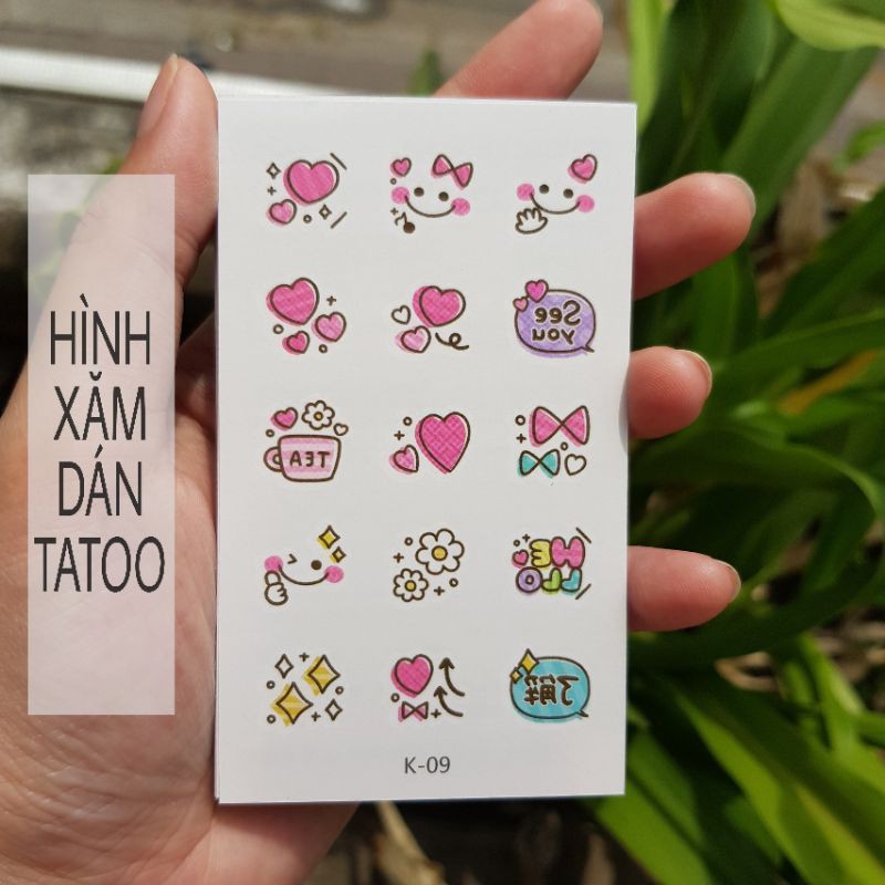 Hình xăm mini cartoon k09. Xăm dán tatoo mini tạm thời, size &lt;10x6cm