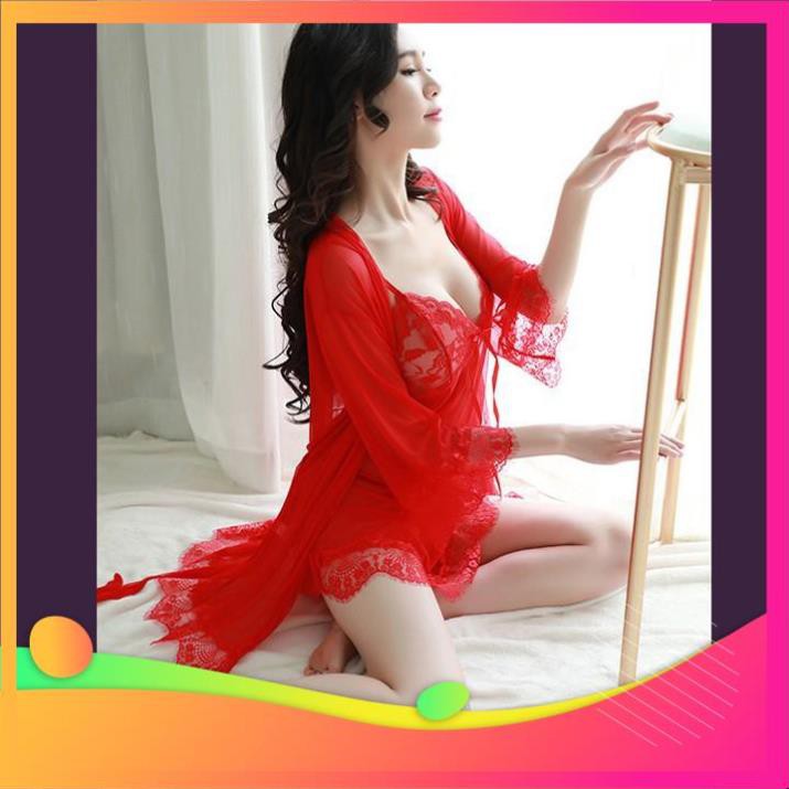 [ COSPLAY SEXY KATA - HÀNG CAO CẤP ] Sét Váy Ngủ + Áo Choàng Ren Cao Cấp (Kèm Quần Chíp) MS3010 | BigBuy360 - bigbuy360.vn