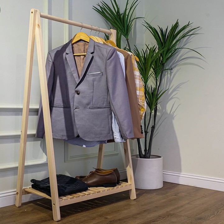 Giàn treo quần áo bằng gỗ loại cao cấp mẫu mới 1 tầng chữ A cỡ 100cm