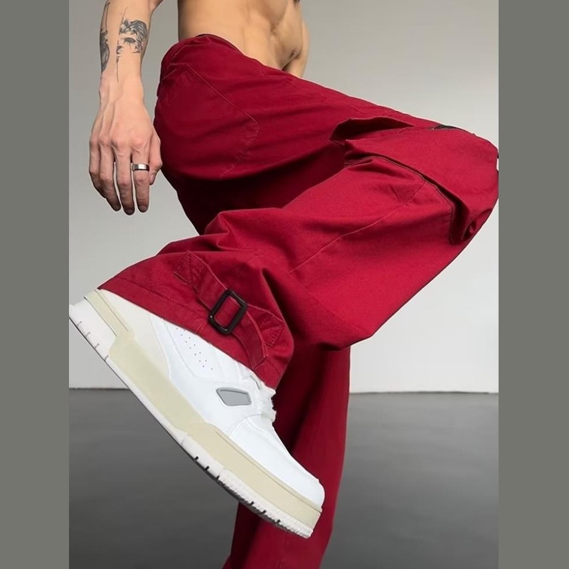 Quần dài ống rộng phong cách hip hop thời trang cá tính cho nam và nữ quần ống rộng quần đỏ quần thun ống rộng quần suông ống rộng quần dài nam