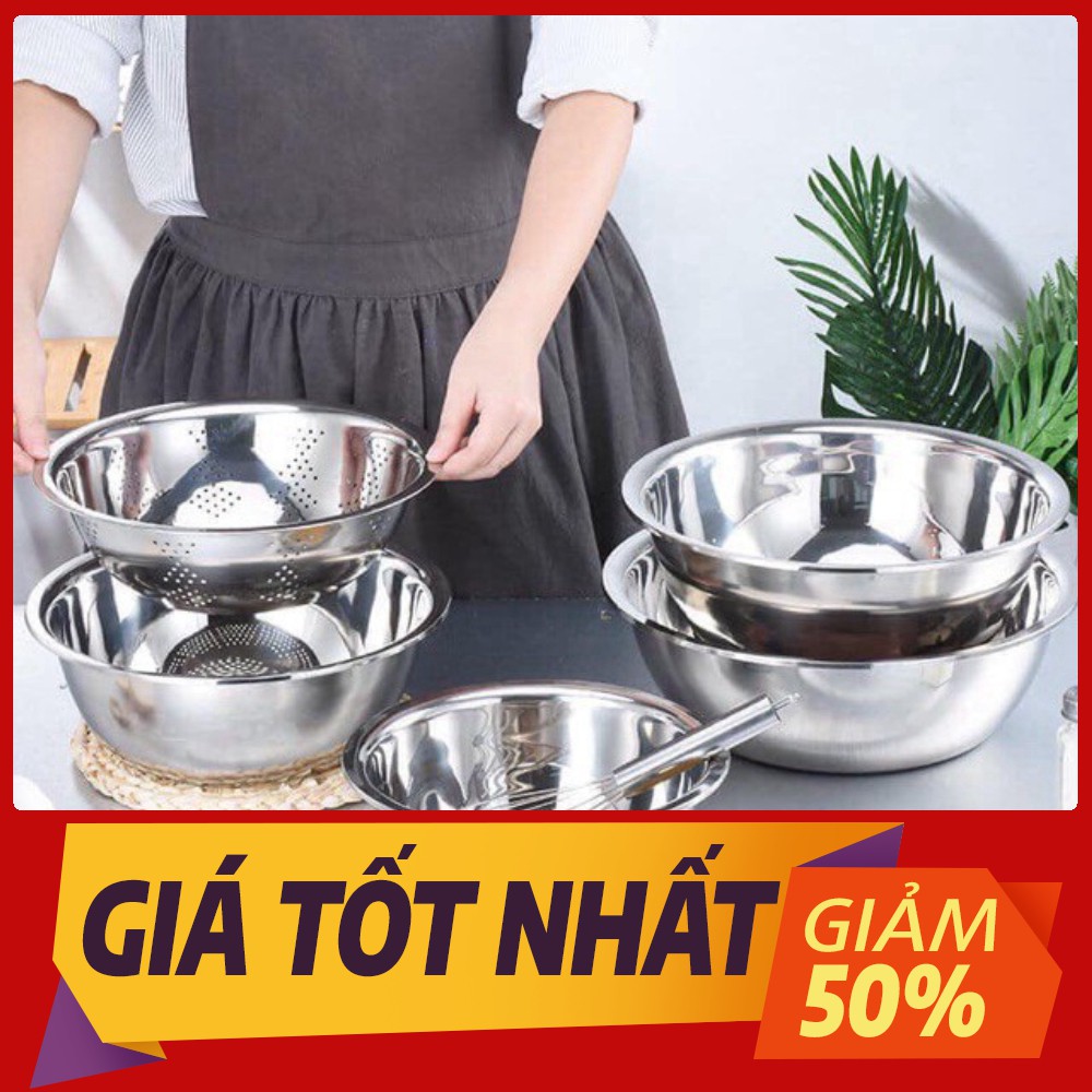 Set 5 tô, rổ inox xuất Nhật hàng siêu đẹp