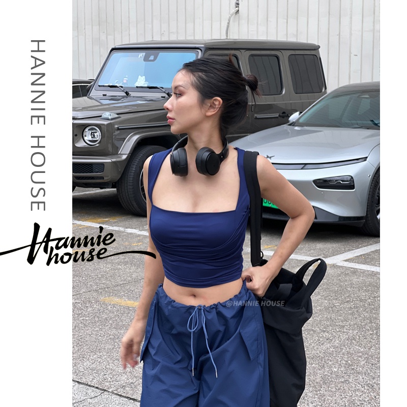 Áo Crop Top Hai Dây Rộng Mùa Hè Có Túi Cho Nữ