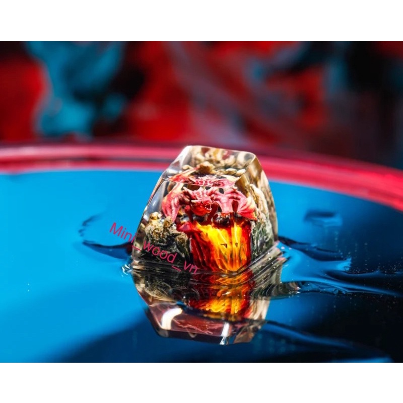 Nuts bàn phím cơ Rồng Đỏ Vàng.Keycap resin Dragon Red Yellow.Keycap Artisan