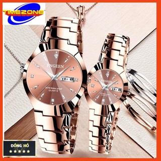 Đồng hồ cặp FNGEEN dây thép cao cấp mặt đính đá sang trọng