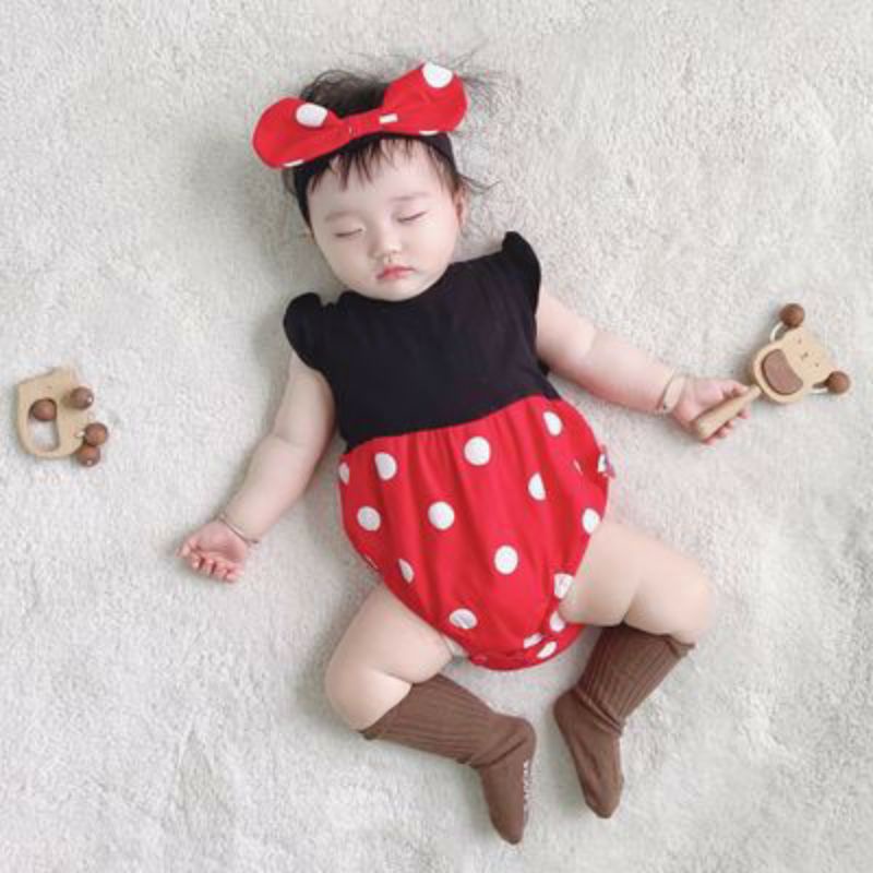 Sét body Mickey kèm băng đô xinh xắn cho bé gái sơ sinh - 12ky